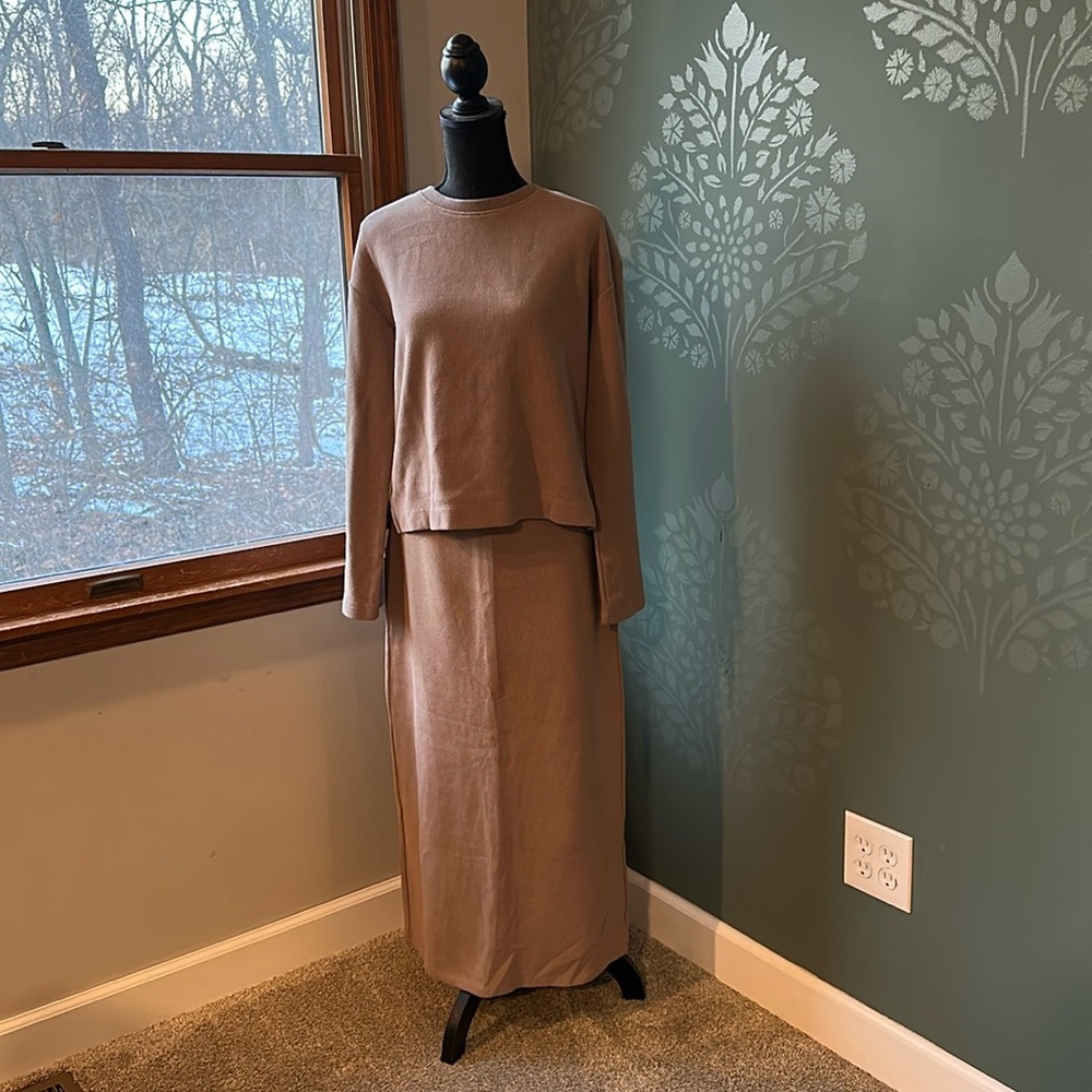 Old Navy Cozy Drop-Shoulder Sweater and Maxi Column Skirt